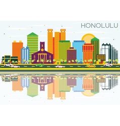 Honolulu Skyline With Color Buildings