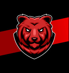 Angry Mad Bear Head Logo Mascot With Shield Label