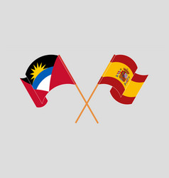 Crossed Flags Of Antigua And Barbuda And Spain