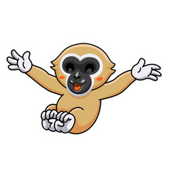 Cute White Handed Gibbon Monkey Cartoon Posing