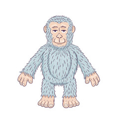 Funny Cartoon Calm Yeti On White Background