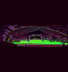 Game Background Of Dark Cave With Toxic Swamp