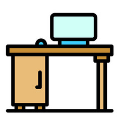 Smart Office Workspace Icon Flat