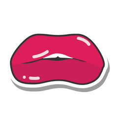 Pop Art Mouth And Lips Red Puffy Lips Line