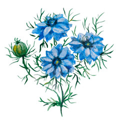 Watercolor Nigella Flower