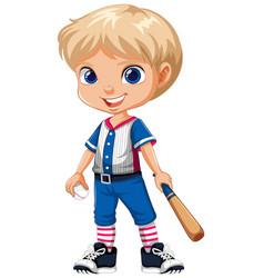 Blond Boy Baseball Player Cartoon Character