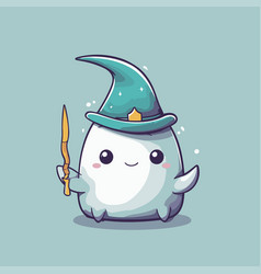 Cute Ghost With Hat And Paintbrush Halloween