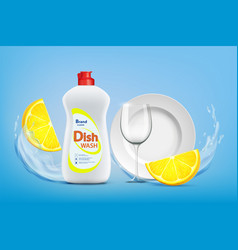 Dishwashing Liquid With Lemon In A Plastic Bottle