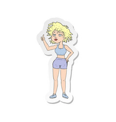 Sticker Of A Cartoon Tired Gym Woman