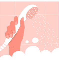 A Young Woman Takes Shower In The Bathroom