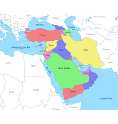 Map Of Western Asia With Borders Of The States