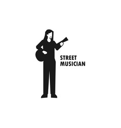 Woman Playing Guitar Simple Black Silhouette