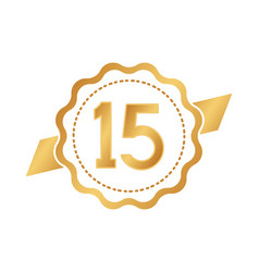 Golden Badge With Number Fifteen