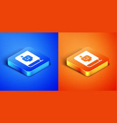 Isometric User Manual Icon Isolated On Blue