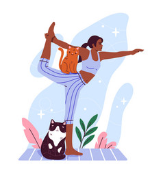 Yoga Surrounded By Cats Concept