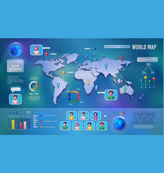 3d Map World Globe Pins On Network Statistic