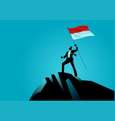 Businessman Holding Flag Indonesia On Top