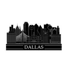 Dallas Cityscape Line Art Design Black And White