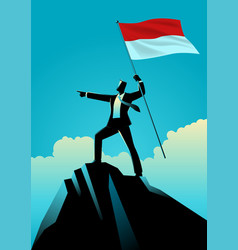 Businessman Holding Flag Indonesia On Top