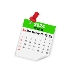 Green Calendar 2024 March On Pin