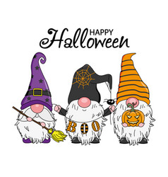 Halloween Card Three Cute Gnomes