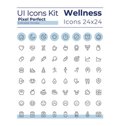 Health And Wellness Pixel Perfect Linear Ui Icons