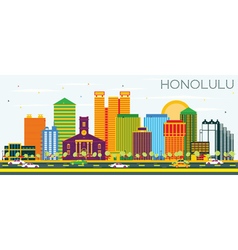 Honolulu Skyline With Color Buildings