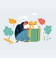 Men Hugging Big Gift Box