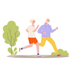 Running Old Couple Senior Training Together