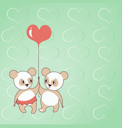 Two Bears Holding Heart Shaped Balloon