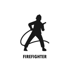 Male Fireman Holding Hose Silhouette Firefighter