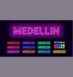 Neon Name Of Medellin City