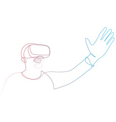 Continuous Line Drawing Of Man Wearing Vr Glasses