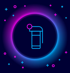 Glowing Neon Line Hand Grenade Icon Isolated