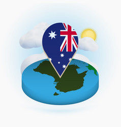 Isometric Round Map Australia And Point Marker