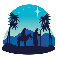 Merry Christmas Nativity Mary On Donkey Joseph