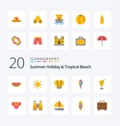 20 Beach Flat Color Icon Pack Like Juice Beach