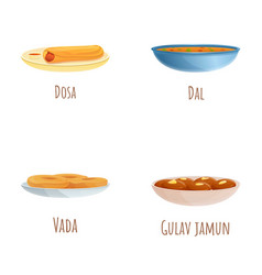 Indian Food Icons Set Cartoon Traditional