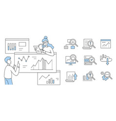 People Research Data Analytics Doodle Icons