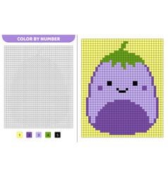 Cute Eggplant Squishmallow Color By Number Pixel