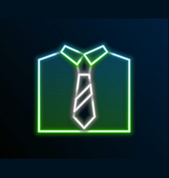 Glowing Neon Line Tie Icon Isolated On Black