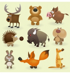 Set of forest wild animals isolated on white Vector Image