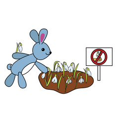 Bunny Tears Snowdrops Children In Cartoon