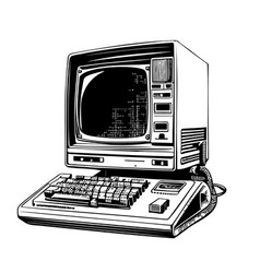 Computer Retro Hand Drawn Sketch