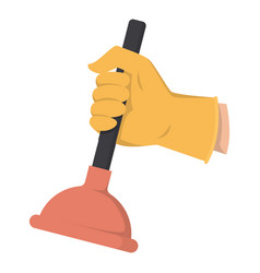 Hand In Glove Holding Plunger Isolated