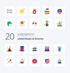 20 Usa Flat Color Icon Pack Like Fire Work Drink