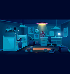 Child Bedroom For Boy At Night Time Dark Room