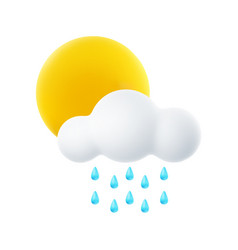 3d Cartoon Weather Icon Of Cloudy With Rainfall