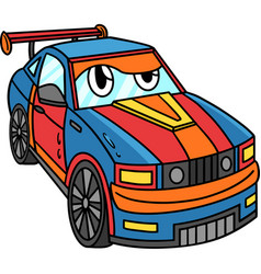 Racing Car With Face Vehicle Cartoon Clipart