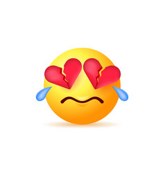 Yellow Upset Emoji With Broken Heart Isolated